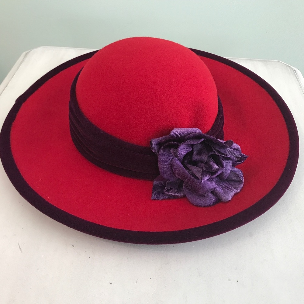 Red wool dress hat